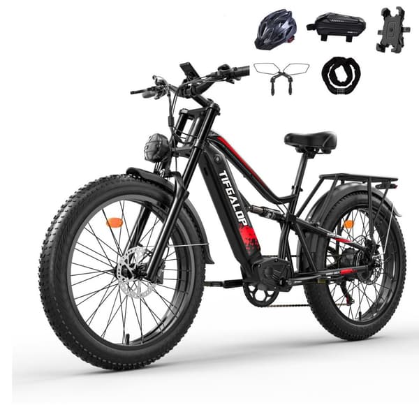 Tifgalop ES7 elcykel 26 tum, 750W motor, 52V19Ah batteri, räckvidd 45-90km, främre och bakre dubbla stötdämpare