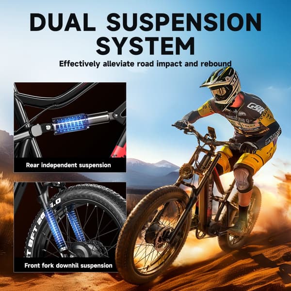 Tifgalop ES7 Pro dual drive elektrisk cykel, 750W * 2 motor, 52V21Ah batteri, räckvidd 40-80 km