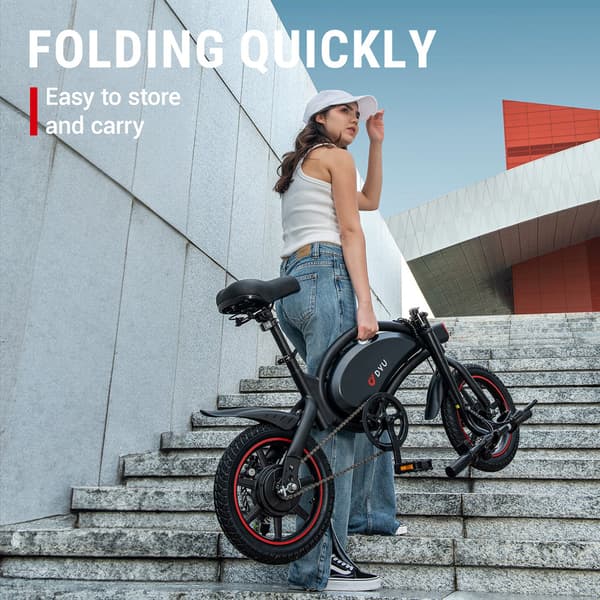 DYU D3F 14'' foldbar elcykel, 250 V motor, 10 Ah batteri, til teenagere