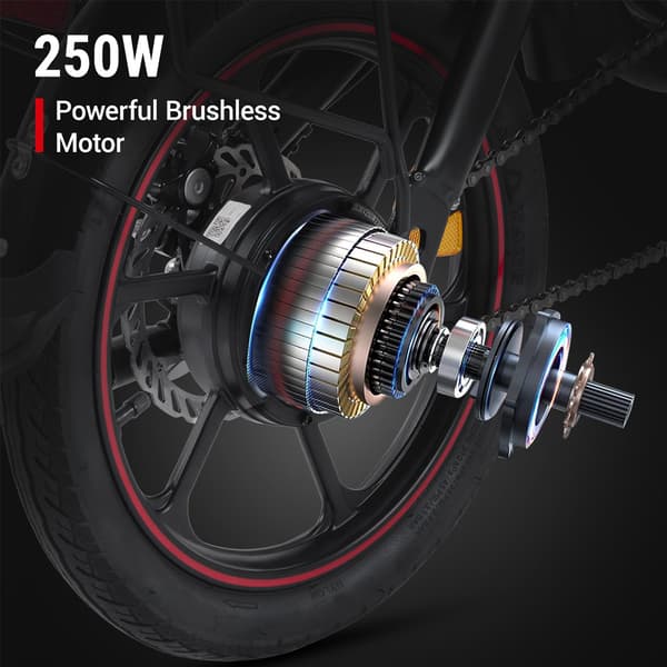 DYU D3F 14'' foldbar elcykel, 250 V motor, 10 Ah batteri, til teenagere