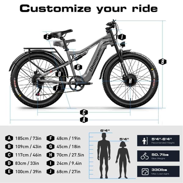 Mountain elcykel Shengmilo S600 2000W Motor Elcykler  48V 17.5AH Samsung batteri 26 tommer bred dæk elcykel - grå