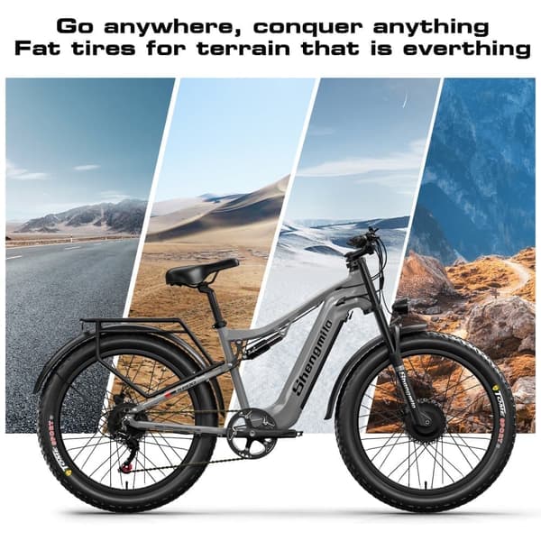 Mountain elcykel Shengmilo S600 2000W Motor Elcykler  48V 17.5AH Samsung batteri 26 tommer bred dæk elcykel - grå
