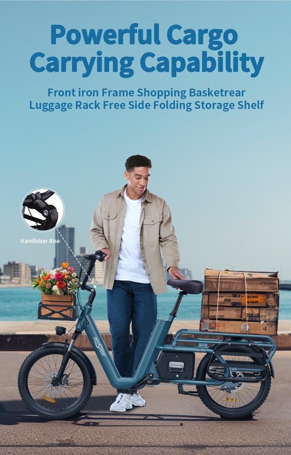 OneSport OT01 elektrisk cykel 20", 650W motor, 48V 27AH batteri, rækkevidde 80-100 km, LCD-skærm, intelligent APP, bæreevne 150 kg