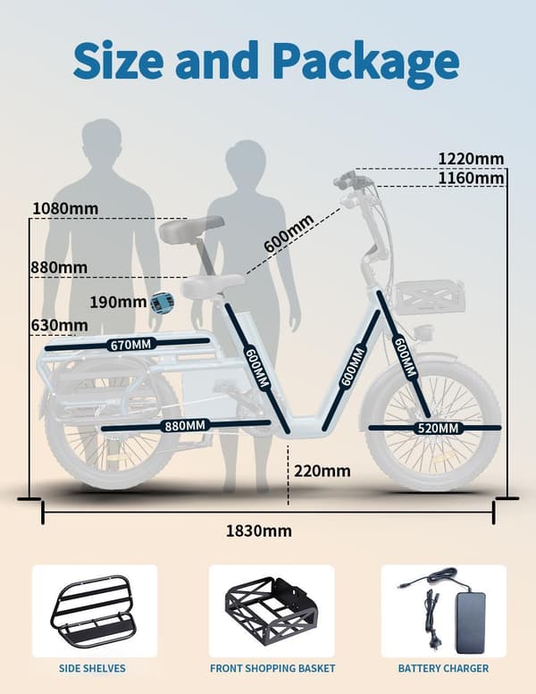 OneSport OT01 elektrisk cykel 20", 650W motor, 48V 27AH batteri, rækkevidde 80-100 km, LCD-skærm, intelligent APP, bæreevne 150 kg