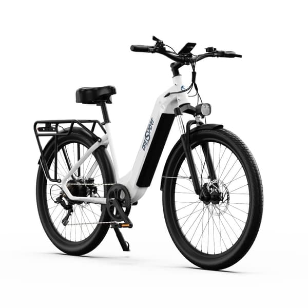 OneSport OT05 voksen elektrisk cykel 27,5", 250W motor, 36V18.2Ah batteri, maksimal hastighed 25 km, rækkevidde 60-120 km, Shimano 7-trins, hvid
