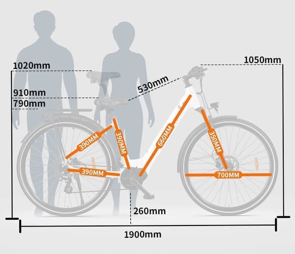 OneSport OT07 elektrisk cykel, 250W Bafang motor, 36V 10.4Ah batteri, maksimal hastighed 25 km / t, rækkevidde 70-90 km, Shimano 7-trins