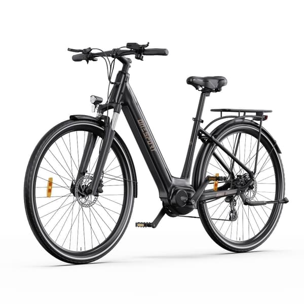 OneSport OT07 elektrisk cykel,250W Bafang motor,36V 10.4Ah batteri,maximal hastighet 25km/h,räckvidd 70-90km, Shimano 7-växlad,Svart