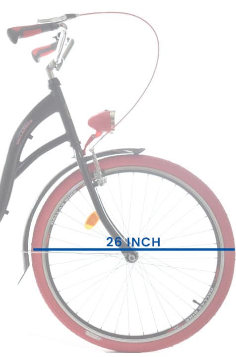 Dallas Bike 26 Tommer Bycykel til Teenagepiger - Sort Ramme, Røde Hjul, LED-lys
