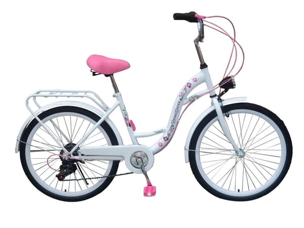 Viking Choice 24 Tommers Pigecykel - 6 Shimano-gears, Stålramme, Hvid & Pink