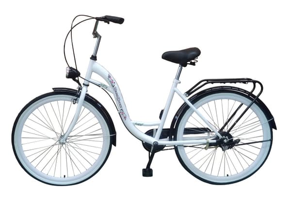 Viking Choice 26 Tommers Pigecykel - Elegant Sort & Hvid Design, Enkelt Gear, Holdbar Stålramme, Perfekt til Teenagere