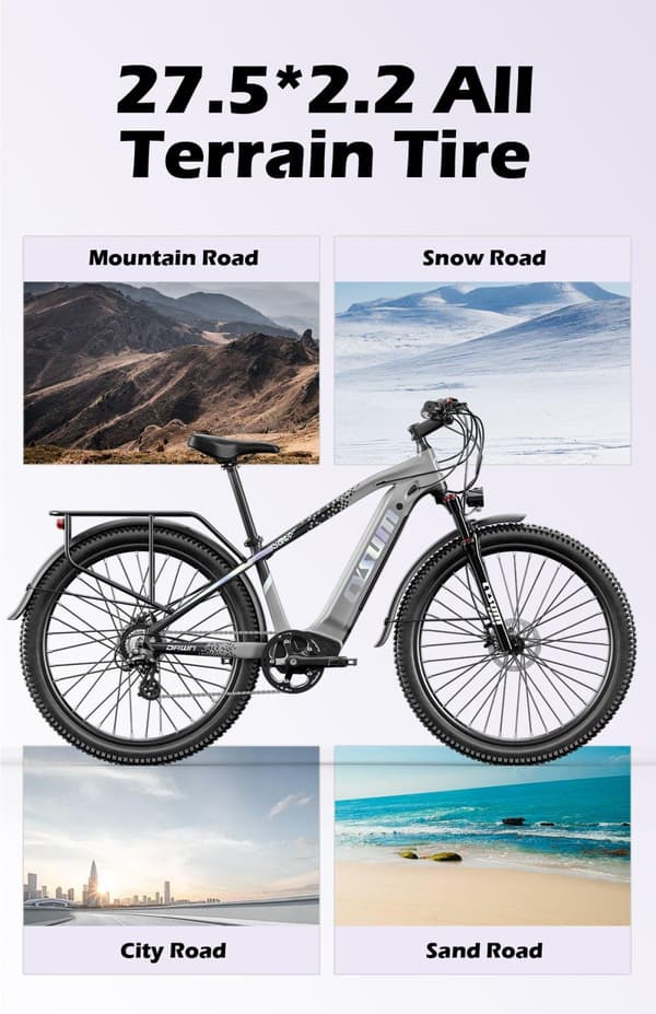 CYSUM-M520 elcykel, 48V 14AH LG batteri, 500W motor, 27,5*2,2" dæk, 65-90 km rækkevidde, 40 km/t maks. hastighed, SHIMANO-bremser