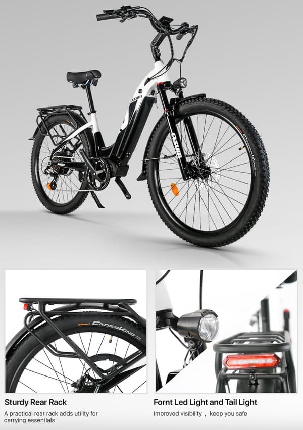 CYSUM-Panda elcykel, 48V 14AH LG batteri, 500W motor, 27,5*2,2" däck, 65-90 km räckvidd, 40 km/h maxhastighet, SHIMANO-bromsar