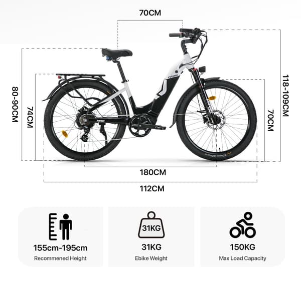 CYSUM-Panda elcykel, 48V 14AH LG batteri, 500W motor, 27,5*2,2" däck, 65-90 km räckvidd, 40 km/h maxhastighet, SHIMANO-bromsar