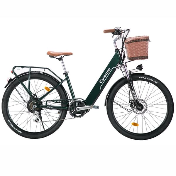 CYSUM Cityrun Step-Thru elektrisk bycykel, 26 tommer dæk, 250W motorcykel, 36V 10Ah batteri, 32 km/t maks. hastighed, 30-50 km rækkevidde