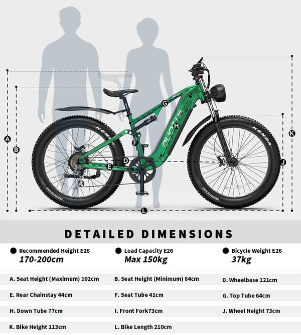 DUOTTS E26 sähköpyörä 26", 750W moottori, 48V20AH akku, kantama 40-120km, täysin asennettu, älykäs sovellus