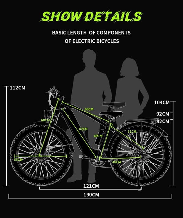 DUOTTS F26 elcykel 26", 750W*2 dobbelte motorer, 48V20AH batteri, maksimal hastighed 55 km, rækkevidde 40-120 km, Shimano 7-trins, tre køretilstande