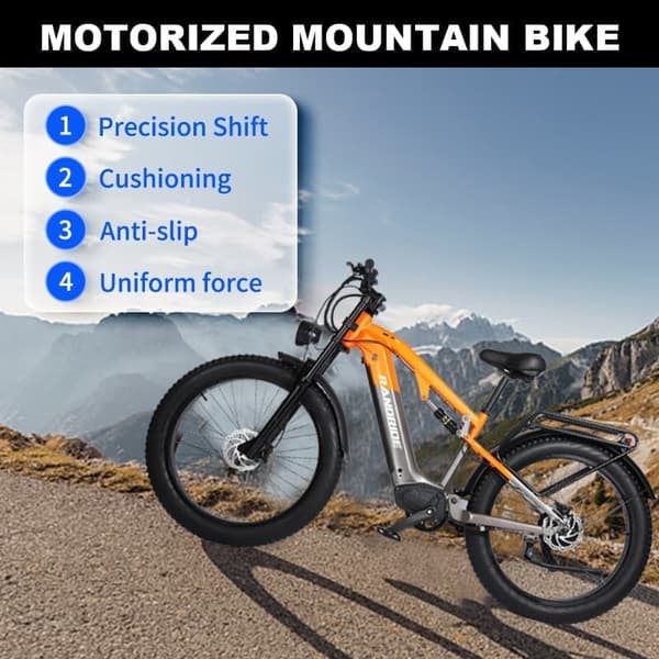 RANDRIDE YX80 2025 Seneste 1500W motorcykel til voksne 50 km/t Ebike 48V 20Ah batteri Lang dækning 26"*4 fede dæk Fuld affjedring E-Bike
