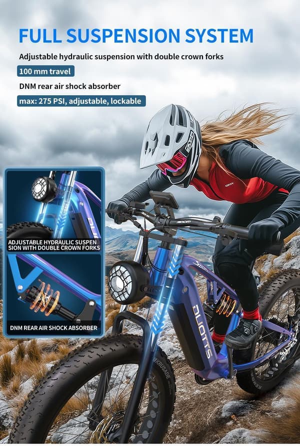 DUOTTS-E26 sähköpyörä täysi alumiiniseos sininen ebike hydrauliset jarrut 48V 20AH akku 100-120km Max Range Mountain ebike