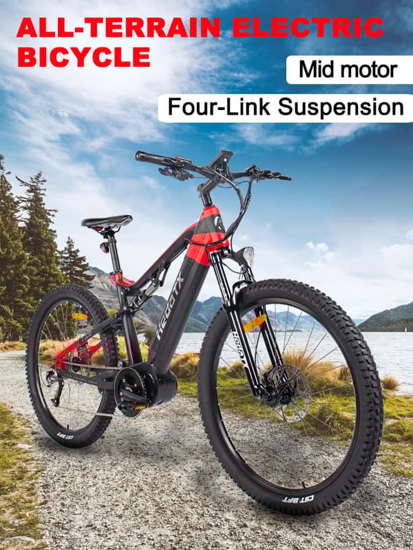 Hedatx elektrisk cykel 48V 15Ah LG batteri 500W Mid-Motor Hydraudi skivebremse mountainbike