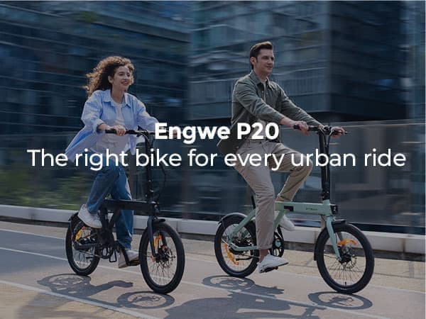 Engwe-P20 hvid foldbar elektrisk cykel til voksne 20*1.95 dæk bycykel Mountain Beach snecykler, 36V 9.6AH batteri op til 100 km rækkevidde