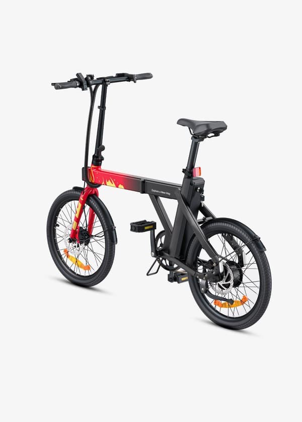 Engwe-P20 Röd hopfällbar elcykel för vuxna 20*1,95 Däck Stadscykel Mountain Beach Snow Cyklar, 36V 9,6AH Batteri 100KM Räckvidd