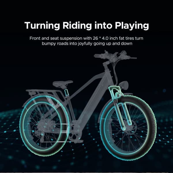 ENGWE E26 Elcykel 26" *4.0" Fat Tire E-Bike, 48V 16Ah avtagbart Li-batteri, Räckvidd 87Miles 45KM/H Pendling Mountain Ebike