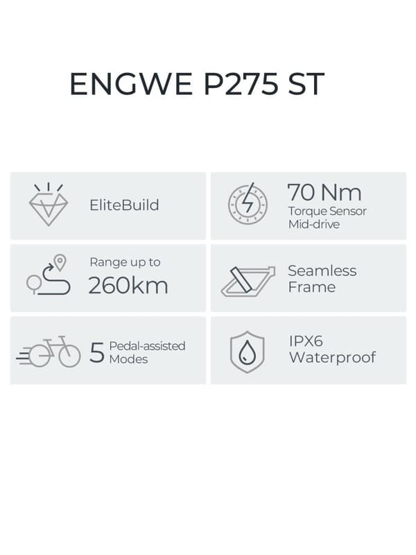 ENGWE P275-ST 36V19.2AH 250W elektrisk motorcykel för vuxna 150-260 km långdistans elcykel All Terrian Ebike hydraulisk broms