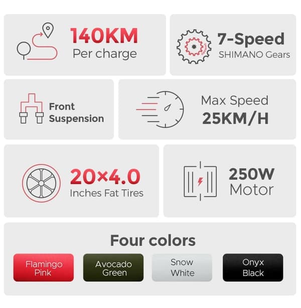 ENGWE L20 250W elcykel för kvinnor 20''×4.0" Fat Tire elcykel 13Ah batteri 140km&25km/h för stadspendlare, dubbelfjädring