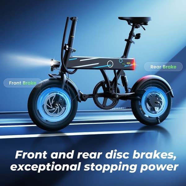 EB1 14 tommer elektrisk cykel - 350W motor, rækkevidde 30-40 km, 3 hastighedstilstande, baghjulsophæng, sort