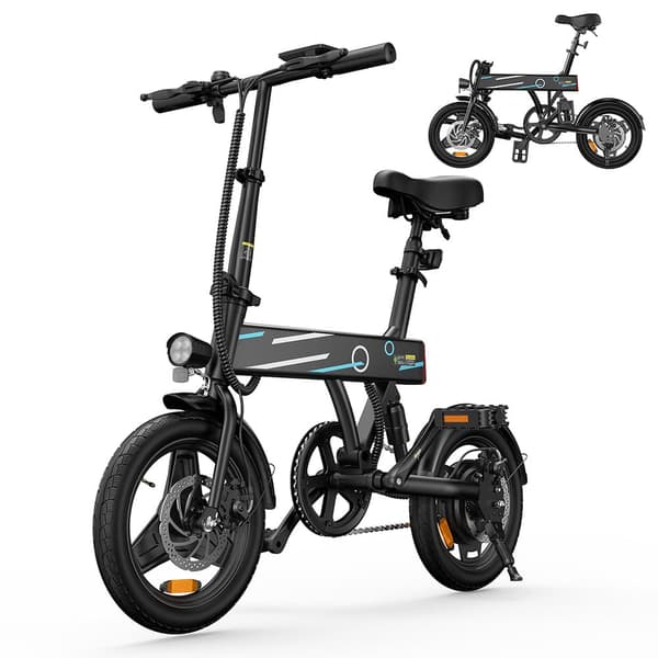 EB1 14 tommer elektrisk cykel - 350W motor, rækkevidde 30-40 km, 3 hastighedstilstande, baghjulsophæng, sort