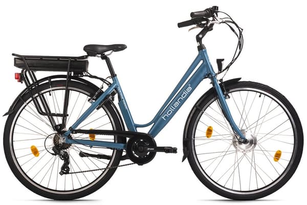 E-city cykel dame 28« Hollandia Optima Basic RH 46 cm blå 250 Watt Li-Ion 36V/13 Ah 7 gear