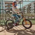 Miniatyrbild 3 av 9: Tiger Bike Barncykel 14 tum träningshjul tryckstång (Svart Orange Turkos, 14 tum)