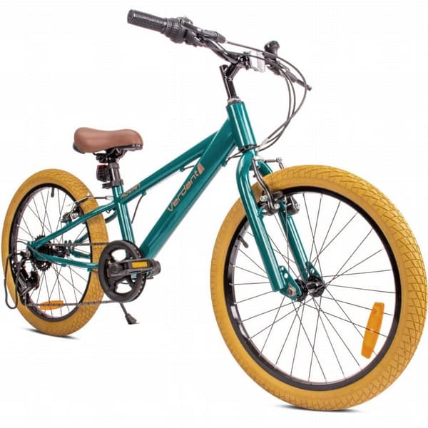 Verdant Bike Barncykel 20 tum 6 växlad Shimano höjdjusterbar flickcykel (Grön)