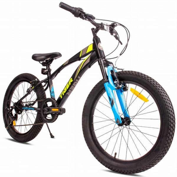 Tiger Bike Barncykel 20 tum, 6 växlad Shimano-cykel, höjdjusterbar flickcykel (Svart Grön Blå)