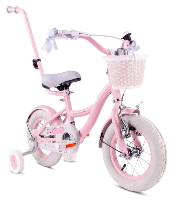 Lasten polkupyörä Tytön polkupyörä 12 tuuman kori Opas pyörät Side Flower Bike vaaleanpunainen