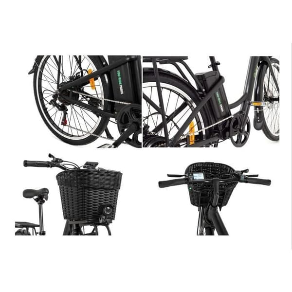 Youin Paris elcykel - 6 SHIMANO-hastigheter - 250W - 26'' hjul - Avtagbart 36V-10Ah litiumbatteri - Räckvidd 35-40Km - Svart