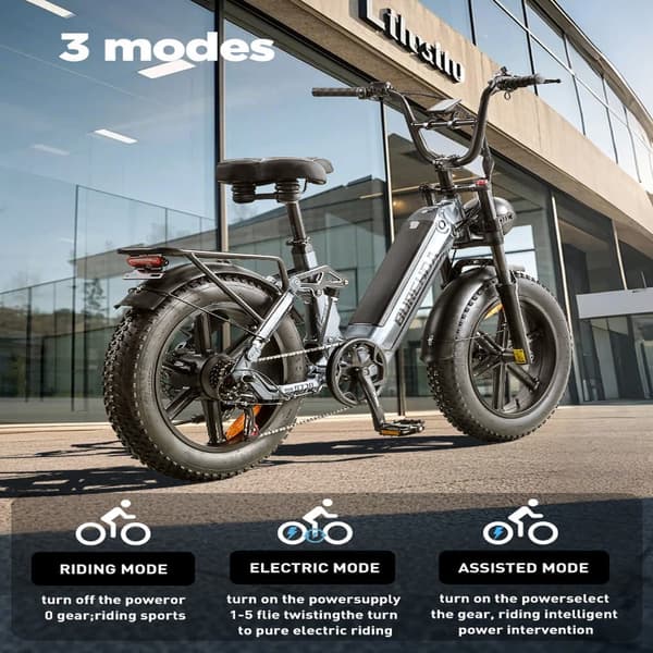 BURCHDA AZ20 sähköpyörä, 1000W moottori, 20AH akku, 20x4.0" rengas, 25-45KM/H