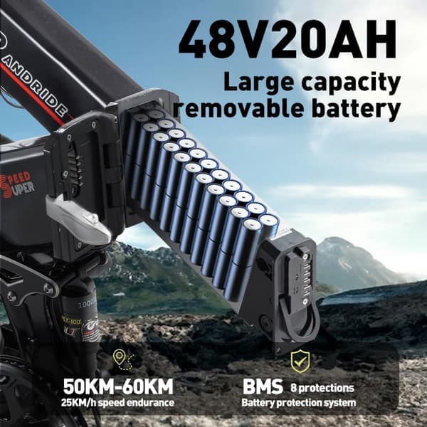 Sähköpyörä RANDRIDE YX20M-2 20'', moottori 1000W*2, akku 20Ah, 45KM/H, 7 vaihdetta, hydraulinen jarru