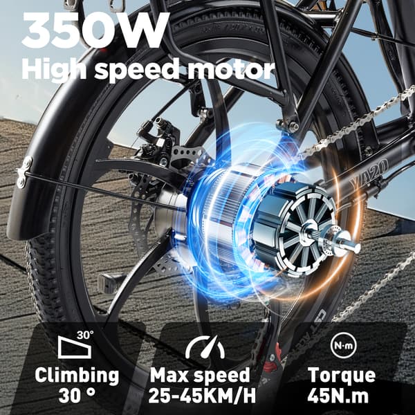 RANDRIDE YA20 elcykel, 500W motor, 12,8Ah batteri, 20*1,95'' dæk, foldbar