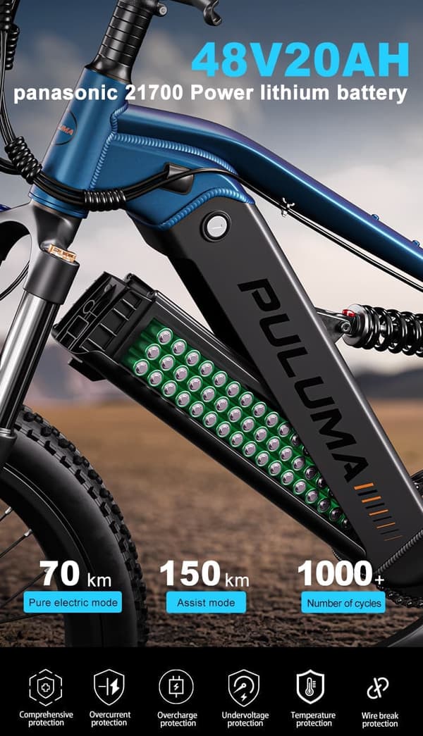Elcykel 48V20AH 500W mountainbike – 45 km/h, 180 km räckvidd, legeringsram, terrängdäck
