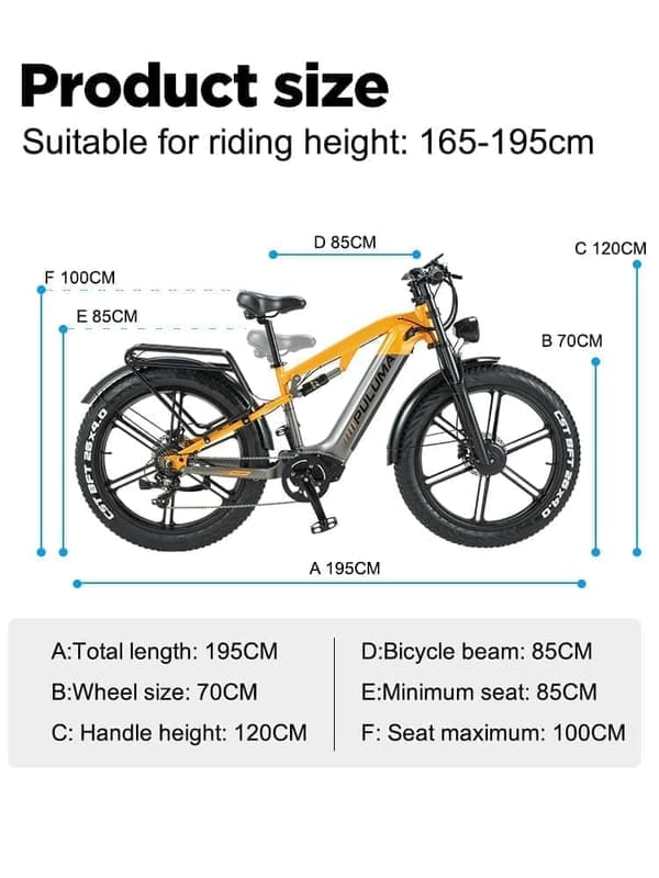 PULUMA PH003 elcykel Dual-Drive 1000 W Fat Tire E-Bike – 50 km/h, 80 km räckvidd, Shimano-växlar och hydrauliska bromsar, 150 kg last