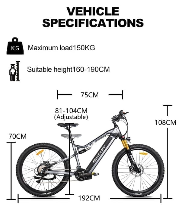 Hedatx TX19 29" sähköpyörä 1000W harjaton moottori, 48V 19.2Ah akku, Shimanon hydrauliset jarrut ja 45km/h – Premium maastopyörä