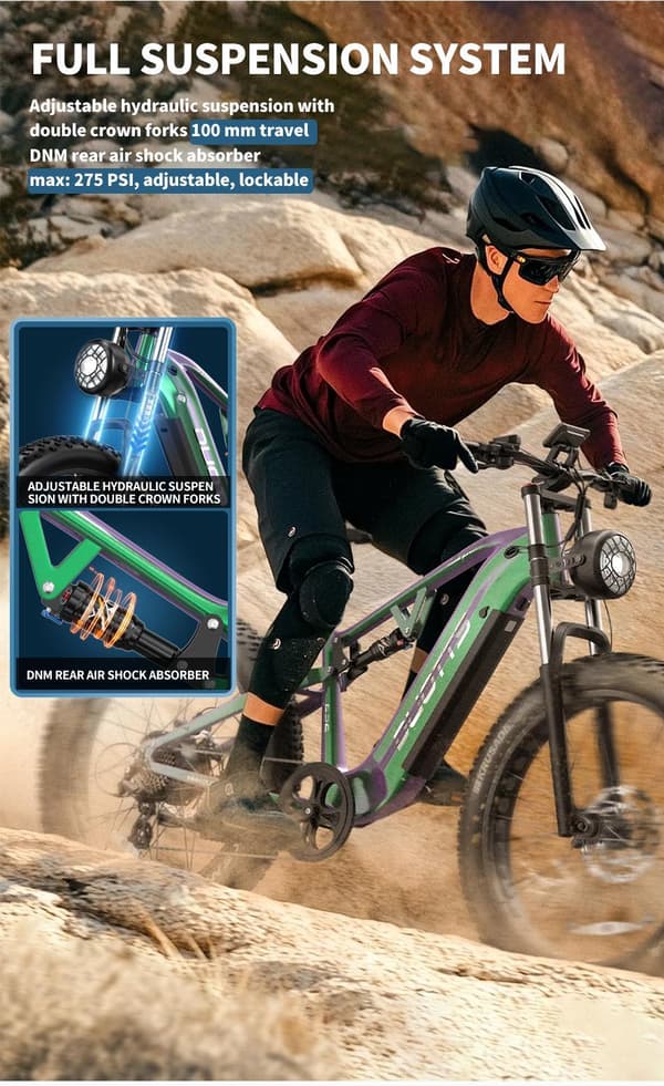 DUOTTS E26 Elcykel: 120 km lång räckvidd, 80 NM vridmoment, 26" legeringsram, IPX4 vattentät, justerbar hastighet (170-200 cm)