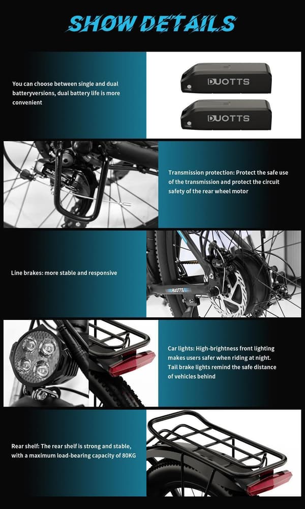 DUOTTS C29 Elcykel: 750 W motor, 100 km räckvidd, 29" legeringsram, IPX5 vattentät, Shimano 21-hastighet (170-200 cm förare)