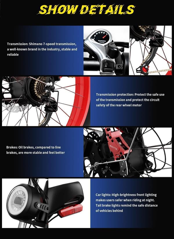 DUOTTS N26 elcykel: 750W dobbelt motor, 150 kg maks. belastning, 55° hældning, 26" fedt dæk, IPX4 vandtæt (Shimano 7 hastighed)