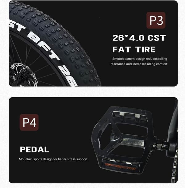 RANDRIDE YX90M 26" rasvarenkainen sähköpyörä – 1000 W moottori, 48V13.6Ah akku, 45 km:n toimintasäde, Shimano-hydrauliset jarrut