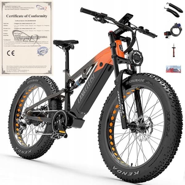 Lankeleisi RV800 plus elcykel 1130W 48V 20AH 52KM/H 150KM MTB ramhjul 18'' 26" orange