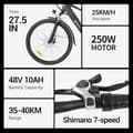 Miniatyrbild 2 av 6: Engwe X20 elcykel M ram aluminiumhjul 24" Grå 1000W Bateria 48V 14,4Ah + 7,8Ah (dubbelbatteriversion)