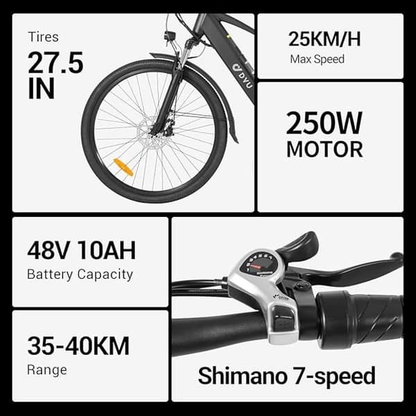 Engwe X20 elcykel M ram aluminiumhjul 24" Grå 1000W Bateria 48V 14,4Ah + 7,8Ah (dubbelbatteriversion)