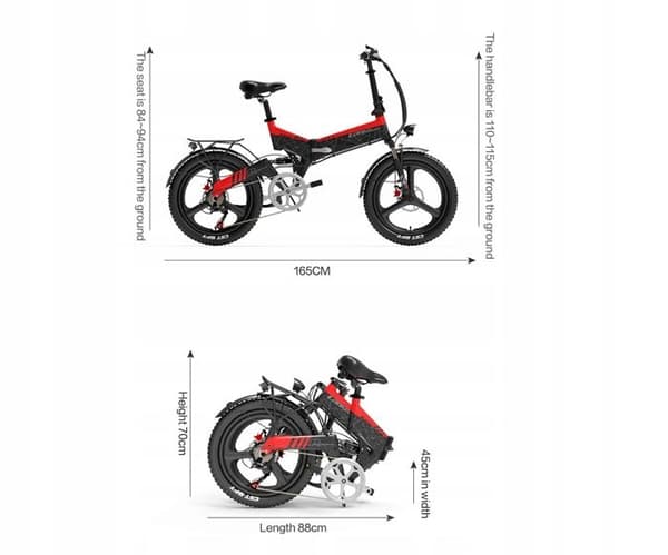 Elcykel Lanceleisi G650 14,5AH 31KM/H 100KM 400W hjul 20" Röd
